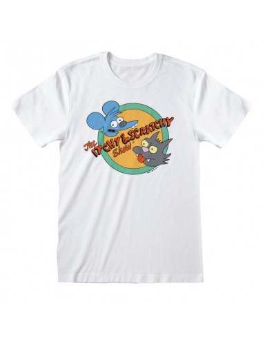 Camiseta Simpsons - Itchy And Scratchy Logo White - Unisex - Talla Adulto TALLA CAMISETA S