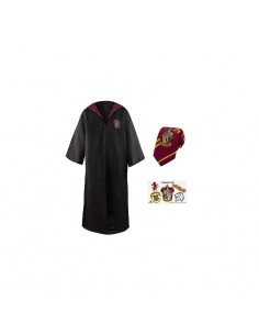 Set de Vestido de Mago Harry Potter, Corbata & Tattoo Gryffindor - Harry Potter - Talla Adulto TALLA CAMISETA M
