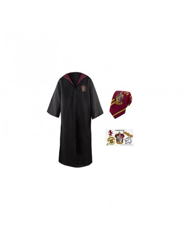 Set de Vestido de Mago Harry Potter, Corbata & Tattoo Gryffindor - Harry Potter - Talla Adulto TALLA CAMISETA S
