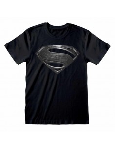 Camiseta Superman Black Logo Justice League - Unisex - Talla Adulto - DC Cómics TALLA CAMISETA S
