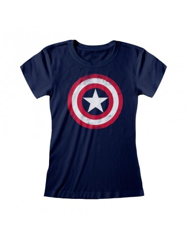 Camiseta Marvel Comics Captain America - Shield Distressed - Mujer - Talla Adulto TALLA CAMISETA L